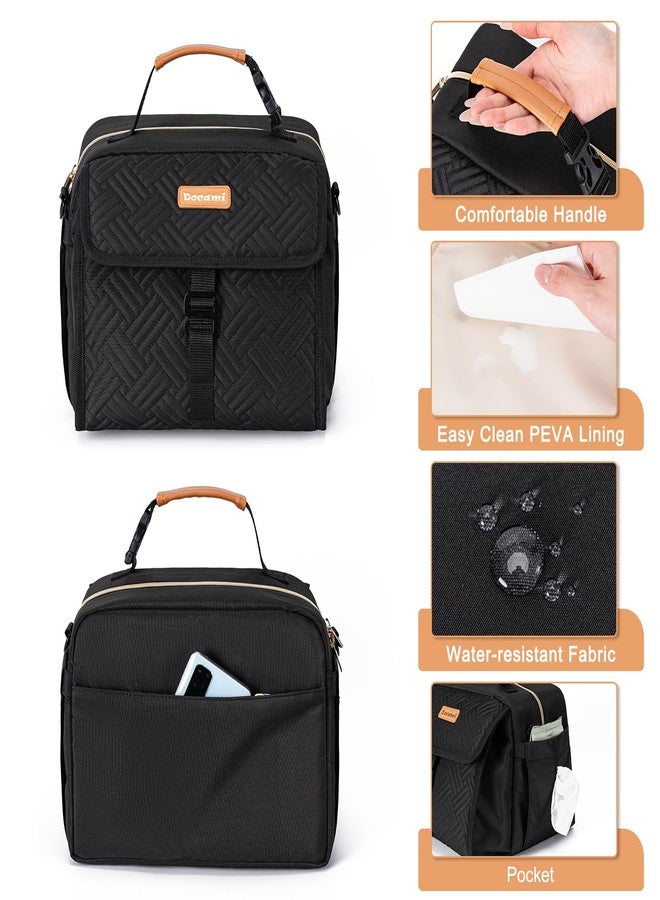 Docami Breast Milk Cooler Bag with Ice Pack Fits 6 Bottles Milk Up to 9 Ounce, Breast Pump Cooler Bag for Nursing Mom Daycare, Work&Travel, Black - Image 4