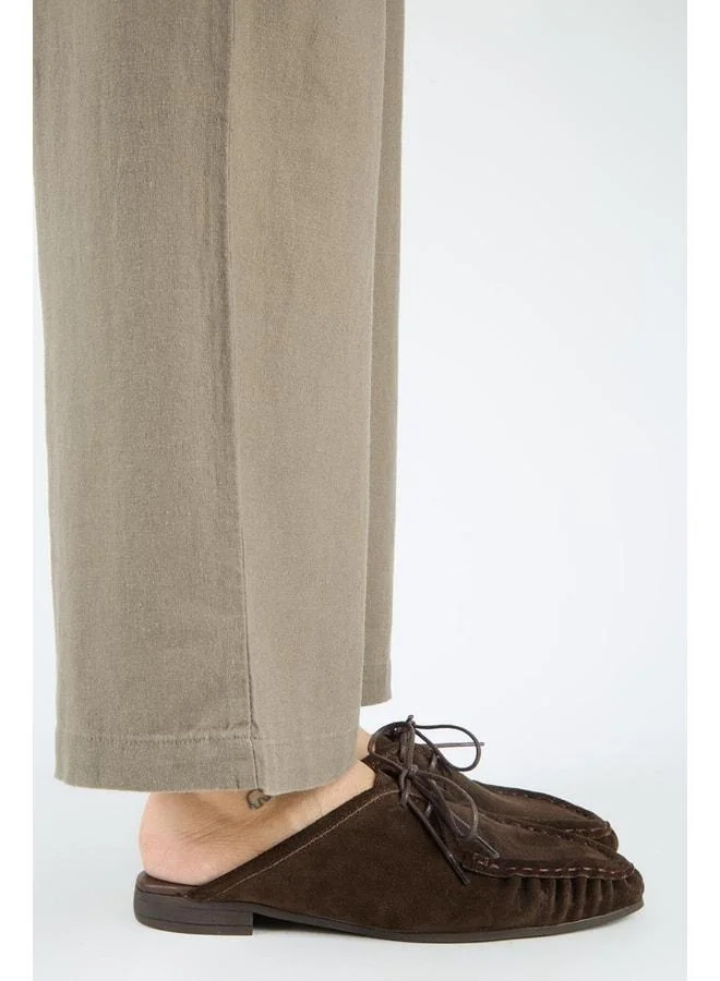 Manijero  Mitzi Women's Genuine Leather Pleated Laced Coffee Slippers. for Women | Best Price UAE