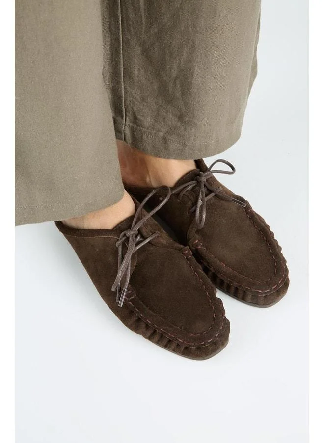 Manijero  Mitzi Women's Genuine Leather Pleated Laced Coffee Slippers. for Women | Best Price UAE