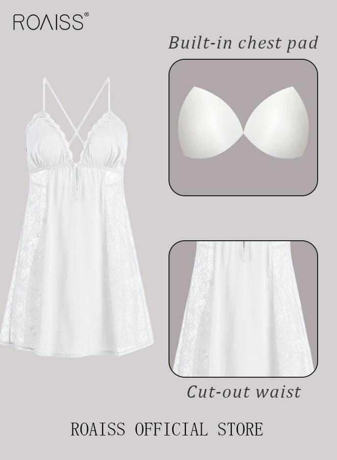 رويس طقم ملابس نوم مكون من قطعتين للنساء من الدانتيل، ملابس نوم منزلية، طقم بيجامات رومانسي أنيق، رداء نوم للربيع والخريف - Image 2