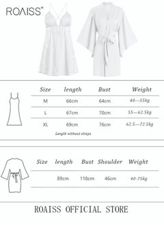 roaiss 2 Piece Nightgown Set Women's Sweet Halter Nightdress Lace Lingerie Sleepwear Home Dress Set Romantic Elegant Pajamas Ladies Spring Autumn Robe Loungewear  - Image 4