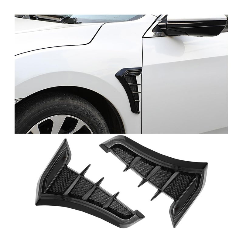 Generic JNNJ 2Pcs Air Vent Fender Cover Trim, Cars Air Flow Vent Cover Intakes Grille Decorative Trim, Exterior Hood Car Side Air Flow Intake Grille Vent Net Hole Cover, Carbon Fibre Style(Black)  - Image 1