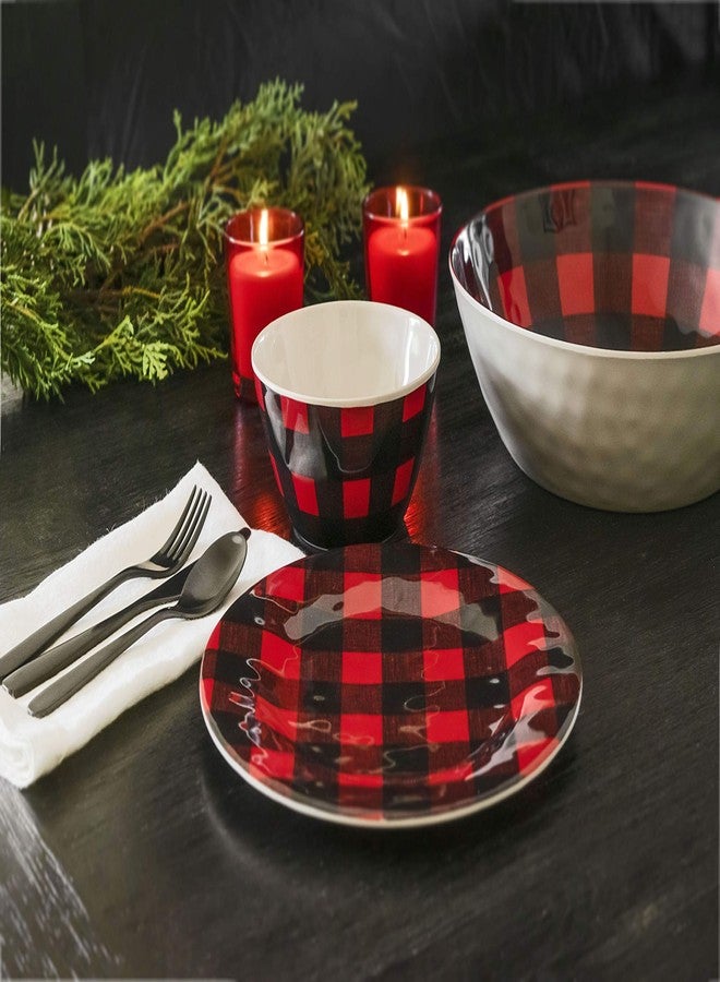 TarHong Vintage Lodge Buffalo Check Serve Bowl, 11.9" x 3.1", 135 oz, Melamine - Image 3
