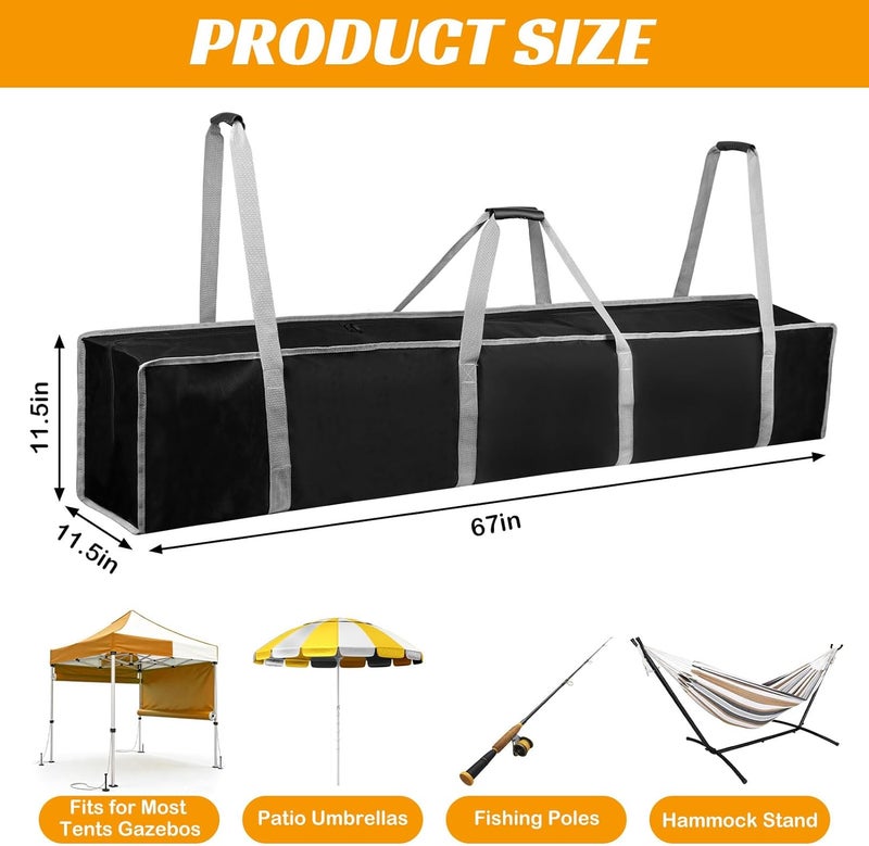 NVAAV Large Tent Storage Bag Tent Pole Bag with Handles, 67X11.5X11.5 in Pop Up Canopy Replacement Parts for Party Tents, Tent Poles, Terrace Umbrellas, Heavy-Duty Water Resistant 800D Oxford Fabric - Image 4