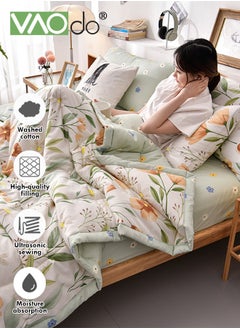 VAOdo Queen Size Quilt  Overall washable Soft Blanket  Washed Cotton Material Bed Quilt Soft and Breathable Lightweight for Spring Summer Autumn Air-conditioned Room Summer Quilt  - Image 2