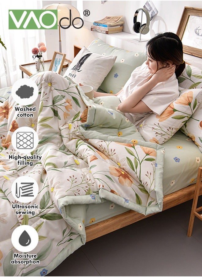 VAOdo Queen Size Quilt  Overall washable Soft Blanket  Washed Cotton Material Bed Quilt Soft and Breathable Lightweight for Spring Summer Autumn Air-conditioned Room Summer Quilt  - Image 2