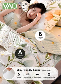 VAOdo Queen Size Quilt  Overall washable Soft Blanket  Washed Cotton Material Bed Quilt Soft and Breathable Lightweight for Spring Summer Autumn Air-conditioned Room Summer Quilt  - Image 5