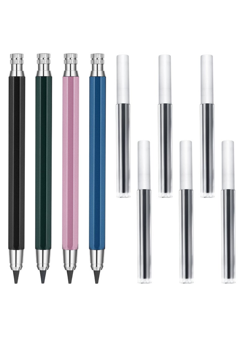 SYOSI Mechanical Pencils Set, 4 Pieces 5.6 mm Sketch Metal Automatic Graphite Pencil with 6 Tubes Refills Pencil Replacements for Woodworking Architect Art Painter Drawing Crafting  - Image 1