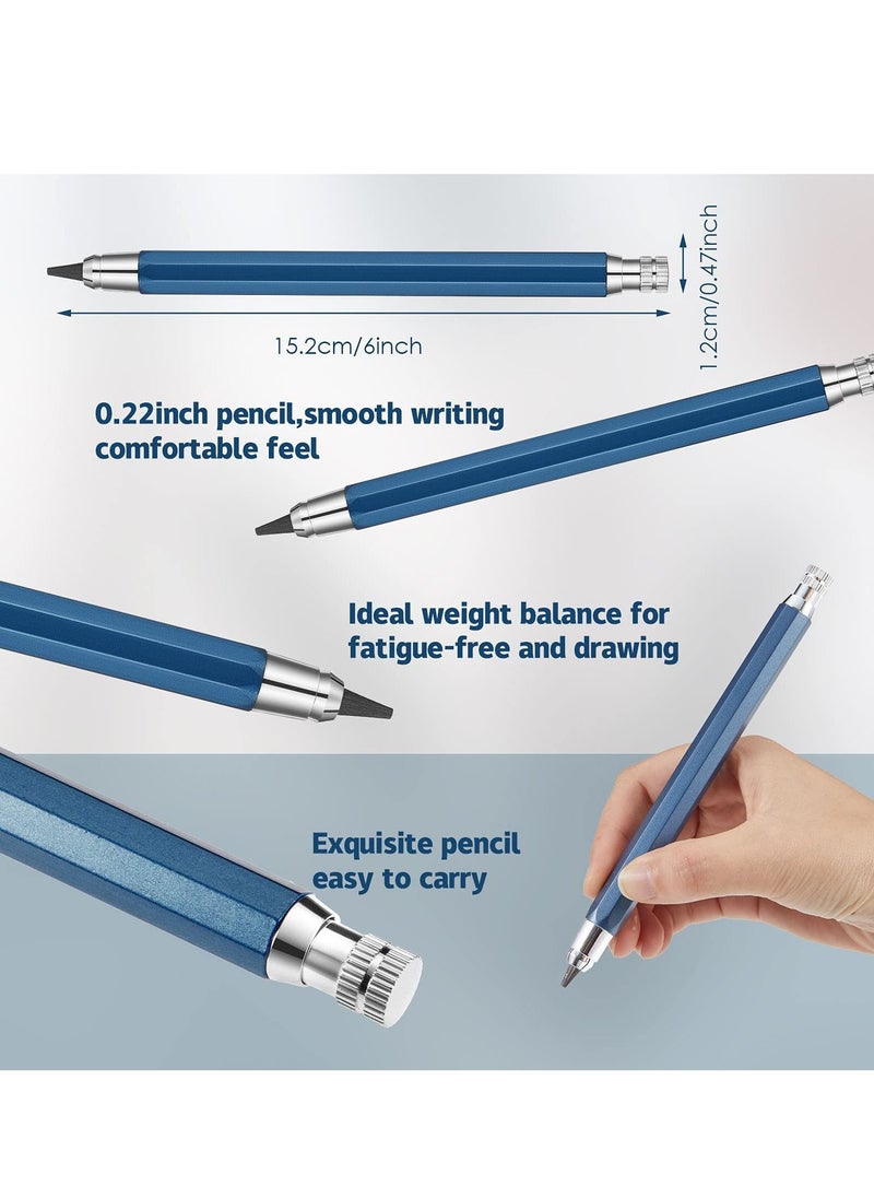 SYOSI Mechanical Pencils Set, 4 Pieces 5.6 mm Sketch Metal Automatic Graphite Pencil with 6 Tubes Refills Pencil Replacements for Woodworking Architect Art Painter Drawing Crafting  - Image 4