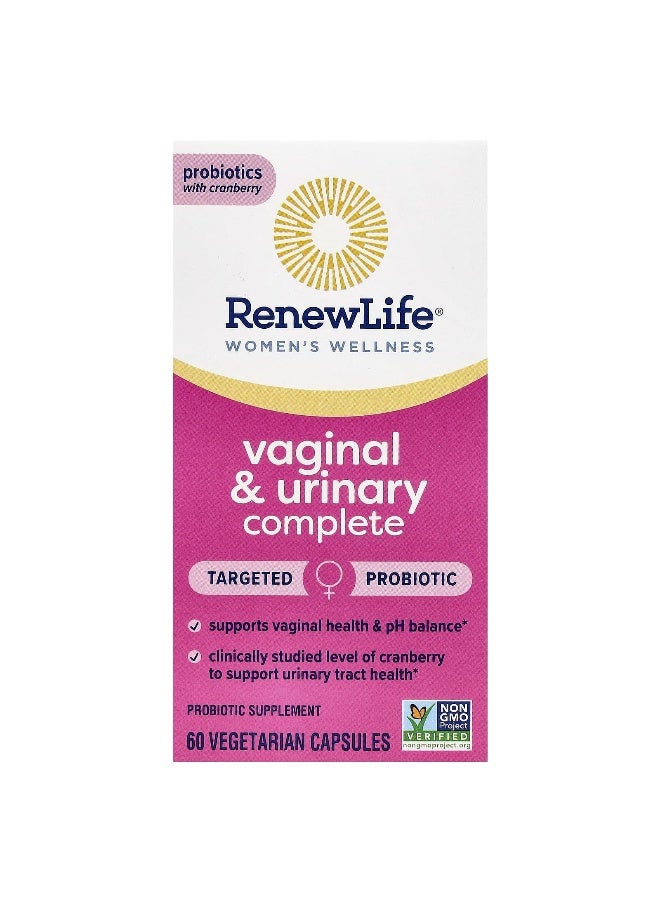 Renew Life, Women's Wellness, Vaginal & Urinary Complete, 60 Vegetarian Capsules (Packaging may vary) - Image 1