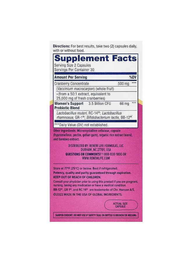 Renew Life, Women's Wellness, Vaginal & Urinary Complete, 60 Vegetarian Capsules (Packaging may vary) - Image 2