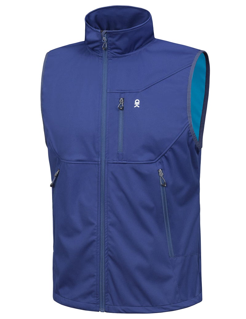 Little Donkey Andy Men's Lightweight Softshell Vest, Windproof Sleeveless Jacket for Travel Hiking Running Golf Blue M - Image 1