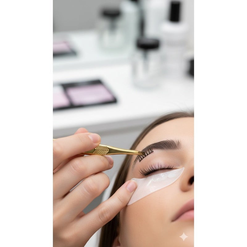 ملقط حواجب وتجميل احترافي مطلي باللون الذهبي الفاخر، رأس مستقيم عالي الدقة لإزالة الشعيرات من الجذور، مصنوع من الفولاذ المقاوم للصدأ، قبضة مانعة للانزلاق بنقش شيفرون، أداة دقيقة لتشكيل الحواجب وتركيب الرموش وإزالة الشعر الرفيع والسميك للنساء ومحترفي التجميل - Image 5