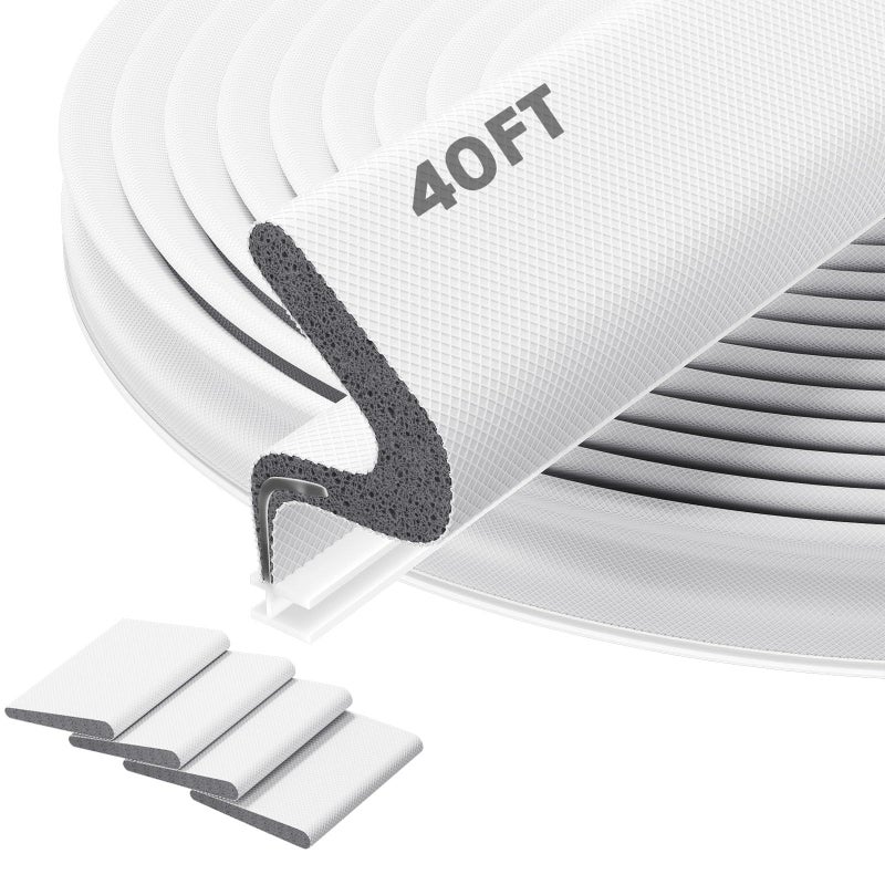 Pluden 40FT Door Weather Stripping Door Seal Kerf Front Exterior Door Weather Stripping for Door Frame Soundproofing Door Insulation Strip with 4 Door Corner Seals