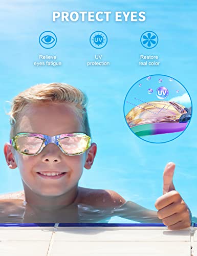 Hurdilen Kids Swim Goggles, Swimming Goggles for Kids Children, Anti-Fog Anti-UV Youth Swim Glasses with Nose Clip, Earplugs for Age 3-15 - Image 4