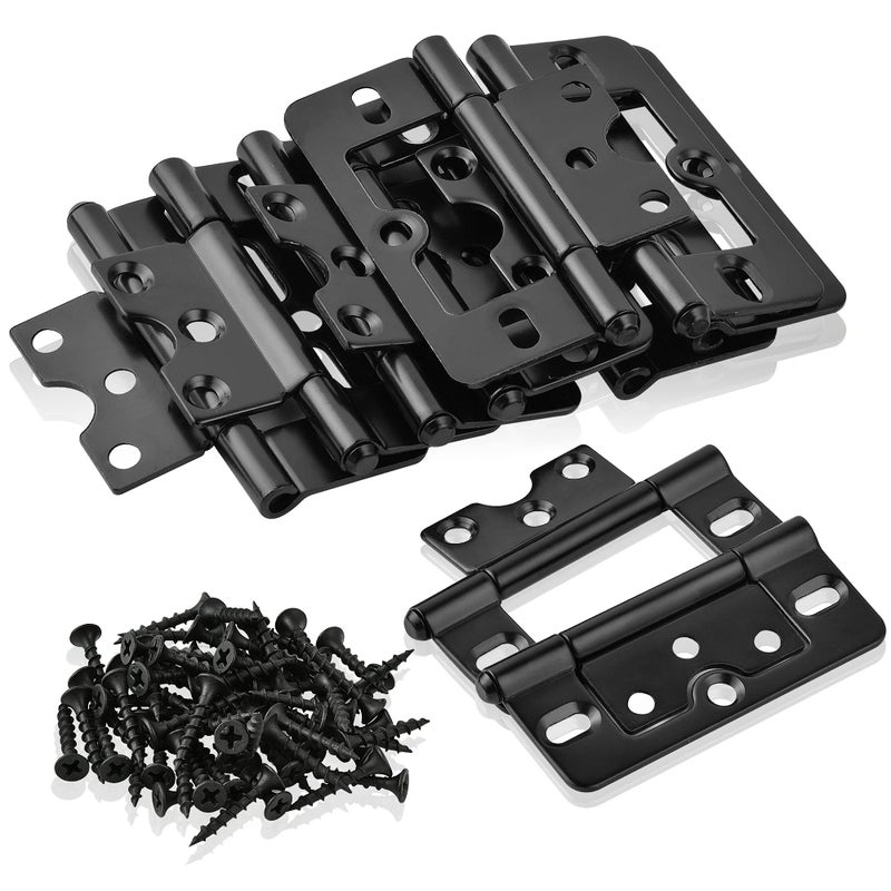 Worldity 10Pcs Non Mortise Cabinet Door Hinges 3""X1.4"" Rustproof Mobile Home Door Hinges Heavy Duty Bifold Door Hinges Black Door Hinges With Mounting Screws For Furniture Window Wardrobe - Image 1