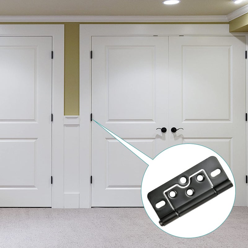 Worldity 10Pcs Non Mortise Cabinet Door Hinges 3""X1.4"" Rustproof Mobile Home Door Hinges Heavy Duty Bifold Door Hinges Black Door Hinges With Mounting Screws For Furniture Window Wardrobe - Image 5