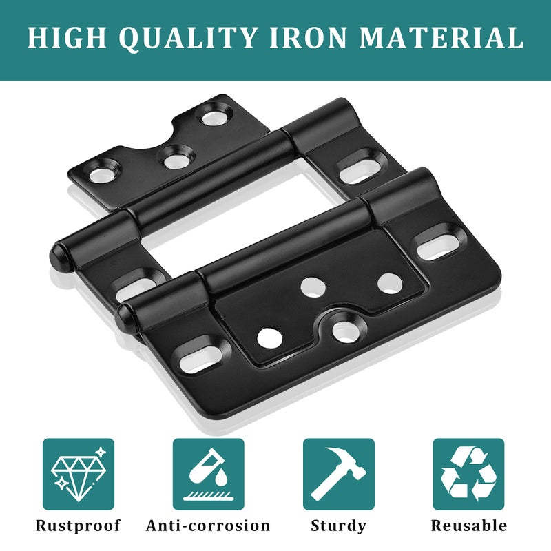 Worldity 10Pcs Non Mortise Cabinet Door Hinges 3""X1.4"" Rustproof Mobile Home Door Hinges Heavy Duty Bifold Door Hinges Black Door Hinges With Mounting Screws For Furniture Window Wardrobe - Image 3