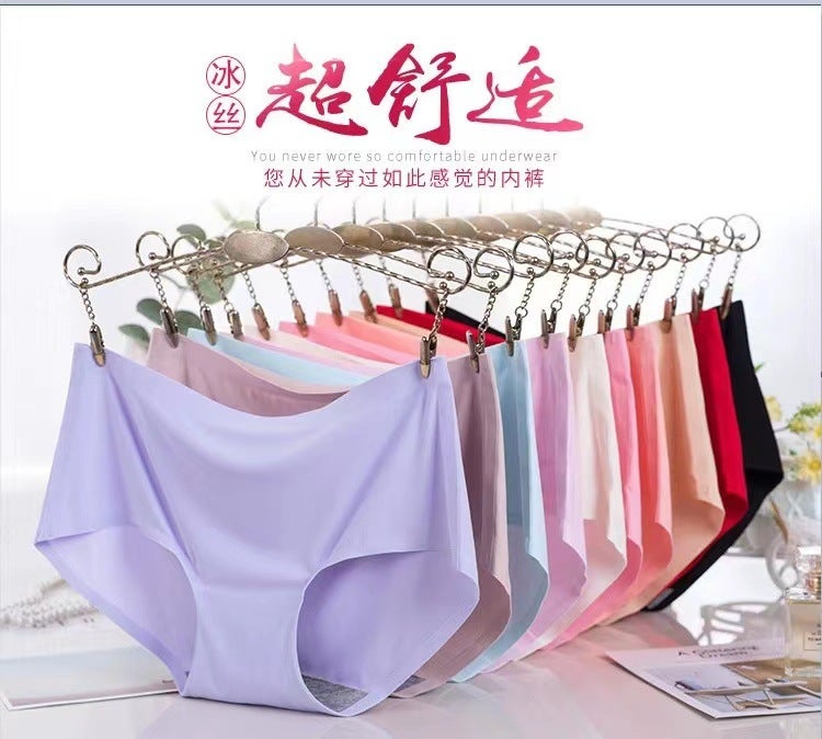 One-Piece Ice Silk Seamless Underwear Ladies Waist Non-Cotton Crotch Summer Thin Briefs Special Supply - Image 3