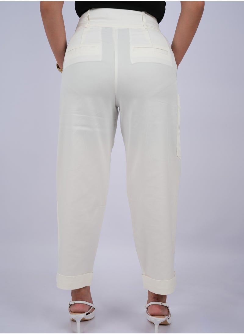 ONLY - Women's Six Pockets Double Button Pants in New Cream - Image 1