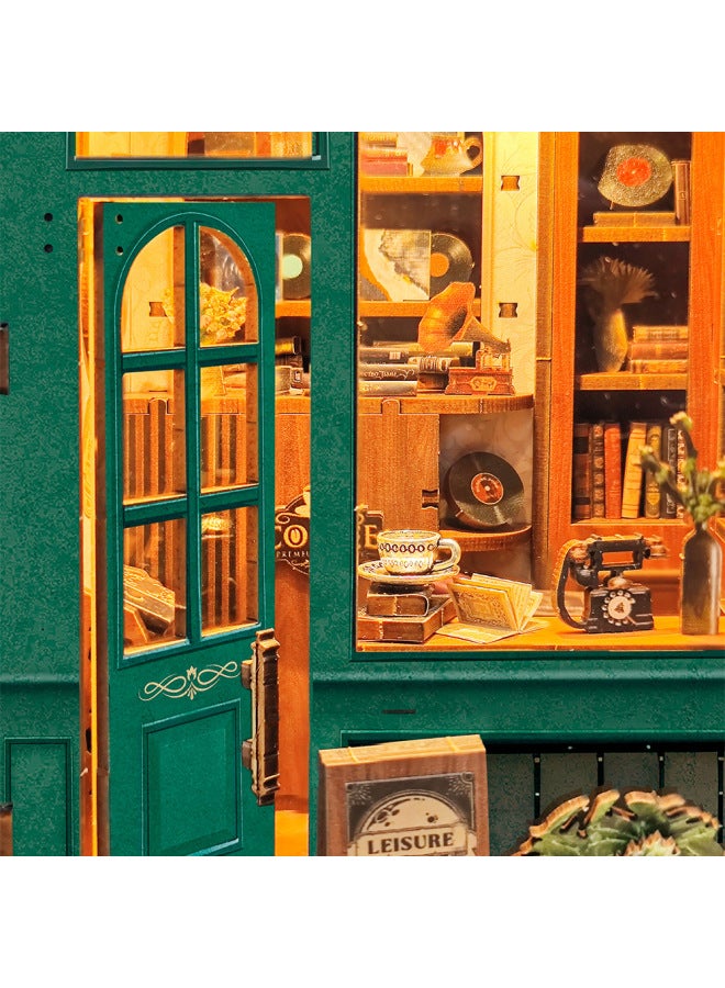 Time Small House Book Stand Handmade DIY Cabin Micro Model Three-dimensional Puzzle Gift English Cross Border-Color:Green Life Bookstore Chinese And English  - Image 4