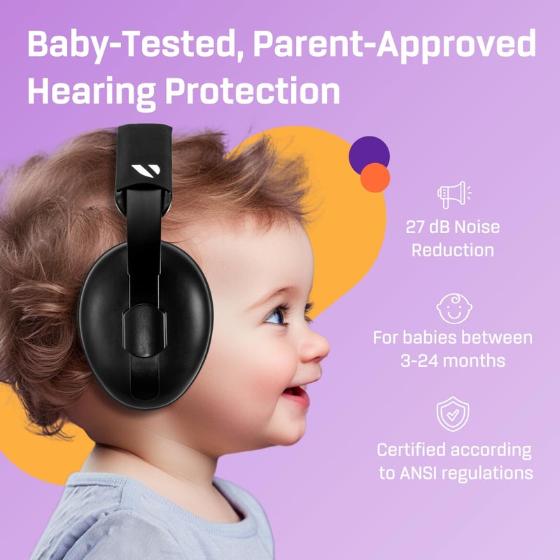 Vanderfields Baby Ear Protection Noise Cancelling Headphones for Babies, Toddlers, Infants 3 months to 2 years, Midnight Black - Image 2