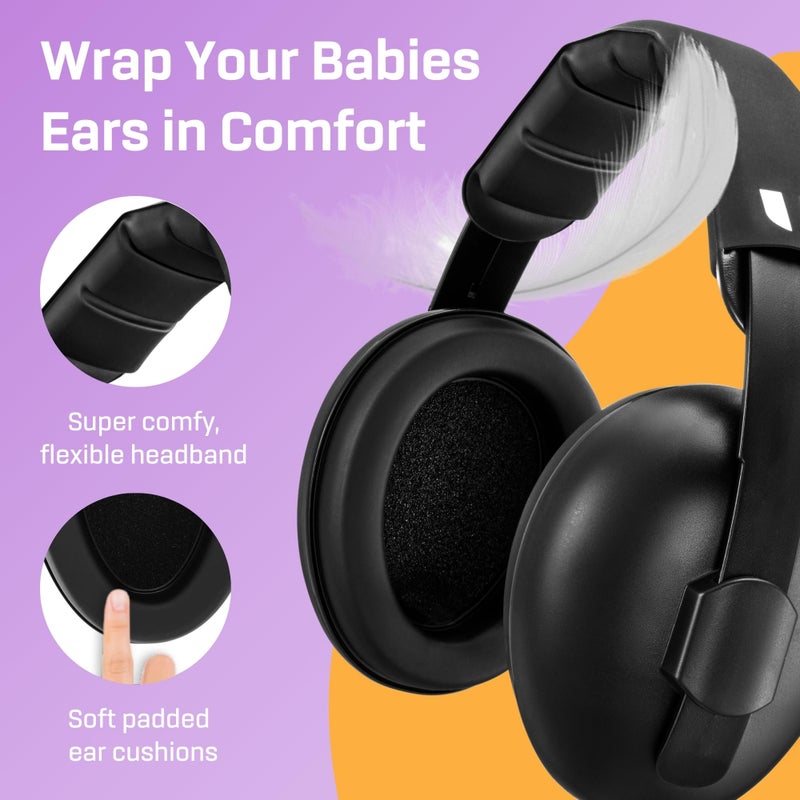 Vanderfields Baby Ear Protection Noise Cancelling Headphones for Babies, Toddlers, Infants 3 months to 2 years, Midnight Black - Image 3