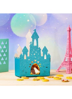 Chinco 20 Pieces Princess Birthday Party Decorations Blue Castle Boxes Glitter Party Favor Popcorn Boxes Princess Castle Table Centerpiece Bridal Party Decorations For Girls 3.5 X 2 X 5.9 Inch  - Image 5