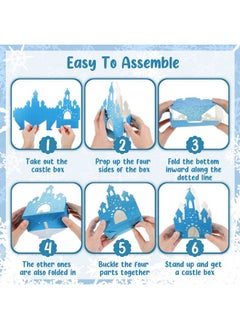 Chinco 20 Pieces Princess Birthday Party Decorations Blue Castle Boxes Glitter Party Favor Popcorn Boxes Princess Castle Table Centerpiece Bridal Party Decorations For Girls 3.5 X 2 X 5.9 Inch  - Image 3