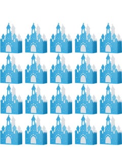 Chinco 20 Pieces Princess Birthday Party Decorations Blue Castle Boxes Glitter Party Favor Popcorn Boxes Princess Castle Table Centerpiece Bridal Party Decorations For Girls 3.5 X 2 X 5.9 Inch  - Image 1