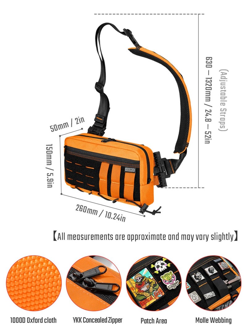 TACTICAL_GEEK Crossbody Shoulder Bag, Multipurpose Daypack, Chest Backpack Casual Sling Bag for Men & Women (L3C-Orange) - Image 2