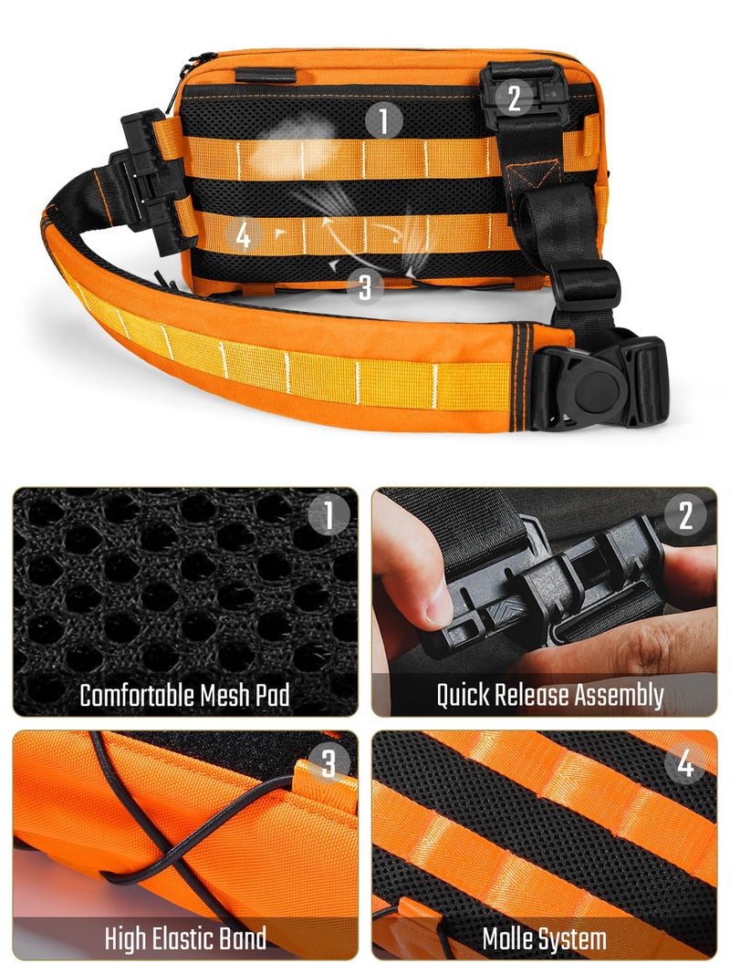 TACTICAL_GEEK Crossbody Shoulder Bag, Multipurpose Daypack, Chest Backpack Casual Sling Bag for Men & Women (L3C-Orange) - Image 4