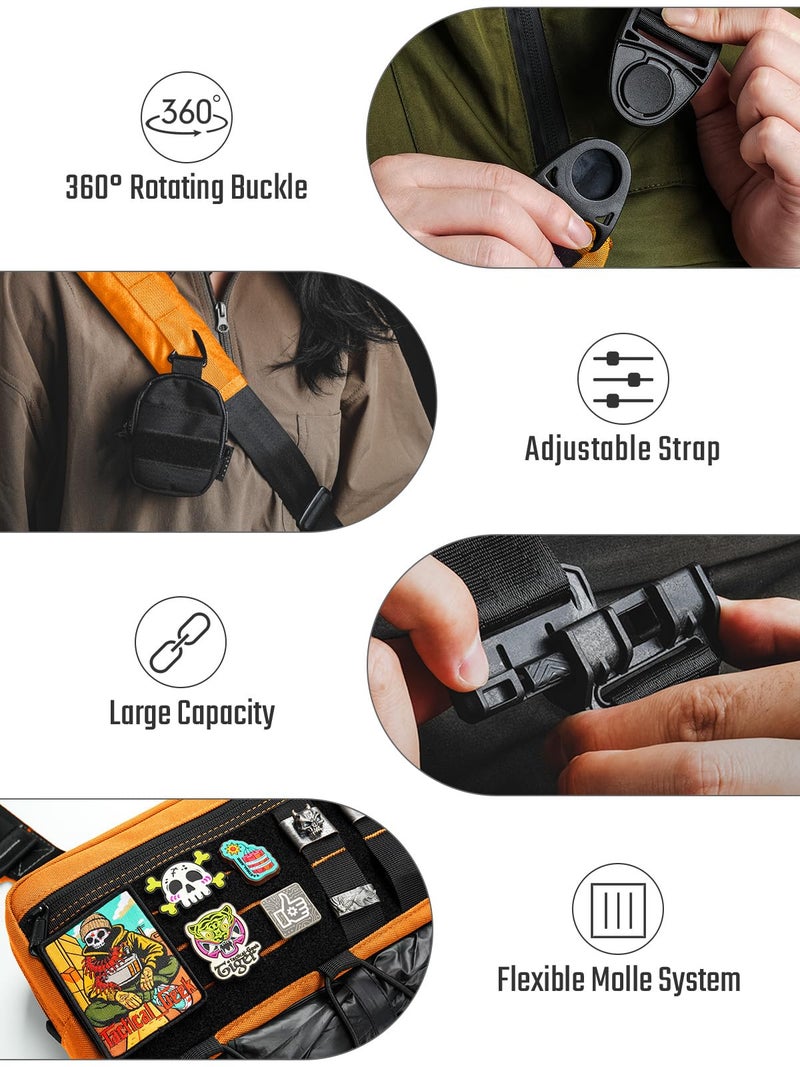 TACTICAL_GEEK Crossbody Shoulder Bag, Multipurpose Daypack, Chest Backpack Casual Sling Bag for Men & Women (L3C-Orange) - Image 3