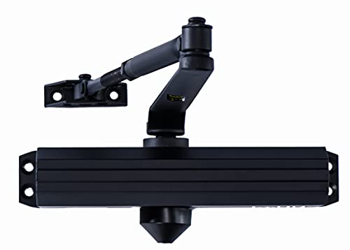 LYNN HARDWARE Medium/Heavy Duty Commercial Door Closer - DC7016 Surface Mounted, Grade 1- ADA & UL 3 Hour Fire Rated, Adjustable Size 1-6 for entrances & Aluminum storefronts- US19 Matte Black - Image 1