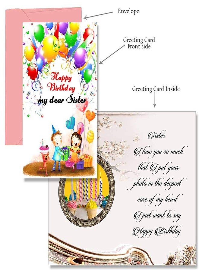Alwaysgift Happy Birthday Sister Greeting Card, Happy Birthday Greeting Card For Sister, Birthday Greeting Card, Sister Birthday Gift (Design-4) - Image 3