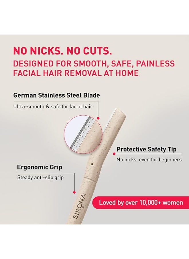 Sirona Blink Razor Women | Facial & Upper Lips Hair Removal, Eyebrow Shaper & Dermaplaning Tool - 3 Razors - Image 3