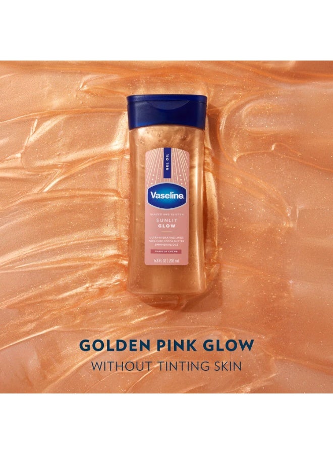 Vaseline Glazed & Glisten Sunlit Glow Body Gel Oil with Vanilla Cocoa Shimmering - 6.8 Oz (200ml) - Image 2