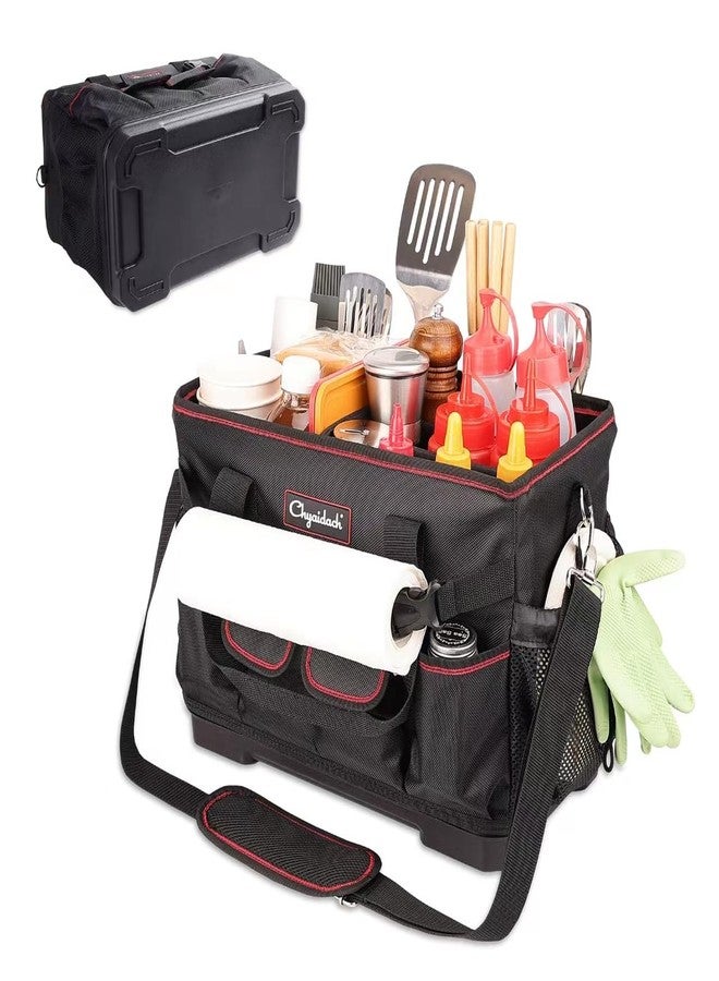 Chyaidach Versatile Griddle/Grill Caddy with Plastic Hard Bottom - Grilling Caddy Organize Utensils, Plate, Condiment - Portable Picnic Caddy for Backyard BBQ, Camping, Tailgate Party, RV Essentials - Image 1