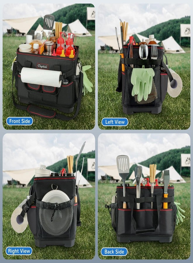 Chyaidach Versatile Griddle/Grill Caddy with Plastic Hard Bottom - Grilling Caddy Organize Utensils, Plate, Condiment - Portable Picnic Caddy for Backyard BBQ, Camping, Tailgate Party, RV Essentials - Image 4
