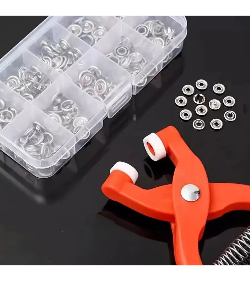 Heavy Duty Metal Snap Fastener Pliers Kit with 200 Buttons for Clothing Jeans Leather Craft - Image 5