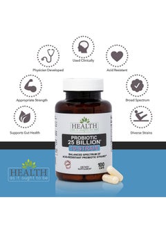 Health As It Ought To Be Probiotic (10Strain) 25 Billion Cfus 100 Veggie Caps Physician Formulated Balanced Spectrum Of Acidresistant Probiotic Strains  - Image 3