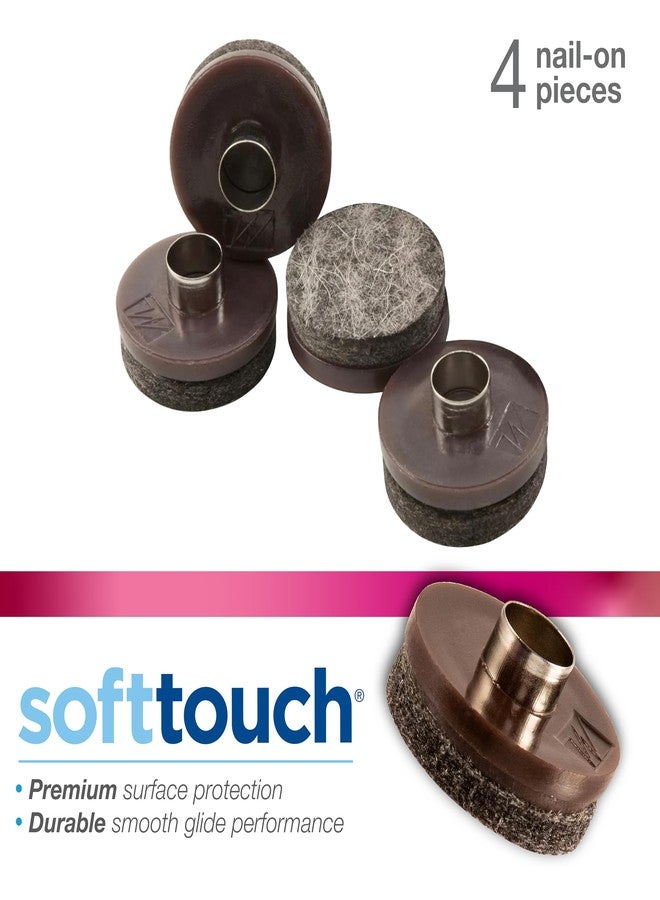 SOFTTOUCH 1 1/2" Round Nail On Heavy Duty Felt Furniture Pads for Wood Furniture, Protect Hard Floor Surfaces from Scratches, Brown (4 Pack) - Image 4