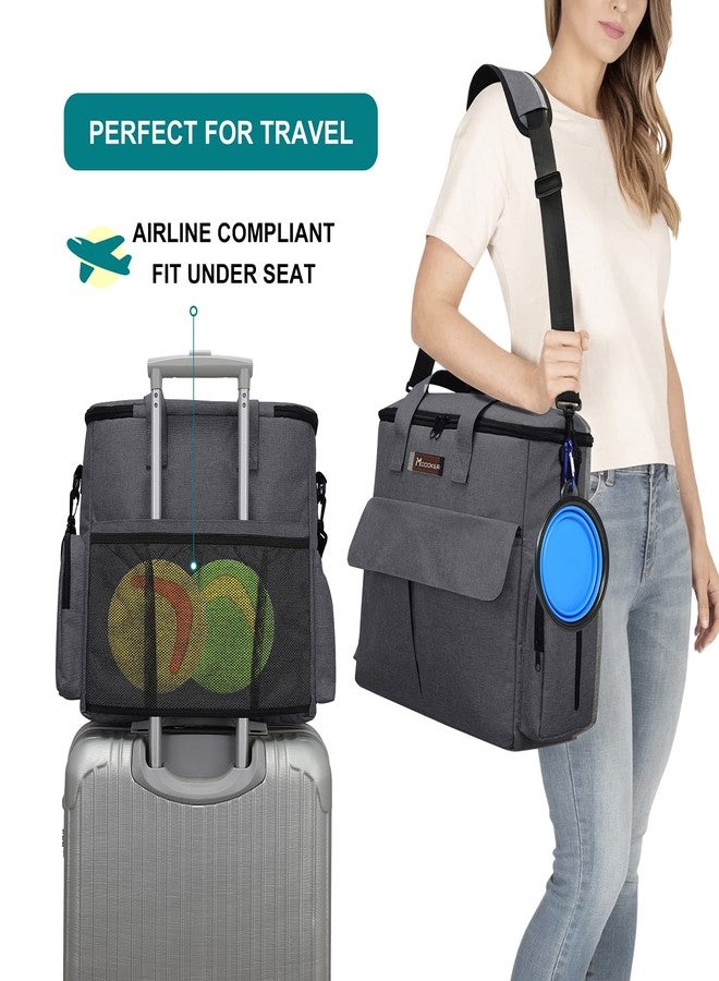Modoker Airline Approved Pet Travel Bag, Weekend Dog Travel Set for Dog and Cat, Airline Approved Tote Organizer with Multi-Function Pockets 2 Food Storage Containers, 2 Collapsible Bowls (Dark Gray) - Image 5