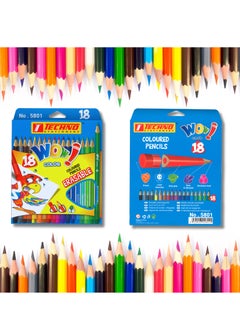 Techno Techno Wow Erasable Coloured Pencils Pack of 2 18 COLOURS  - Image 2