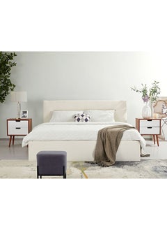 DANUBE HOME سرير هيندريكس كوين من دانوب هوم مع تخزين هيدروليكي، تصميم عصري قوي، إطار سرير مزدوج خشبي، طول 225 سم × عرض 167 سم × ارتفاع 103 سم، أبيض  - Image 1