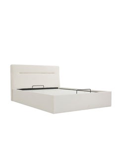 DANUBE HOME سرير هيندريكس كوين من دانوب هوم مع تخزين هيدروليكي، تصميم عصري قوي، إطار سرير مزدوج خشبي، طول 225 سم × عرض 167 سم × ارتفاع 103 سم، أبيض  - Image 3