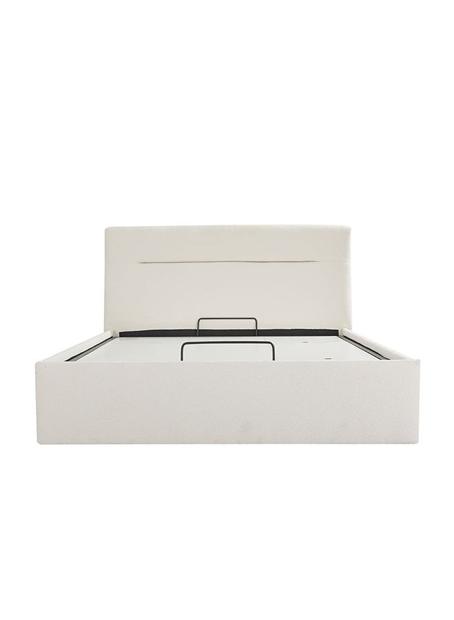 Danube Home Hendrix Queen Bed With Hydraulic Storage Sturdy Modern Design Wooden Double Bed Frame Furniture L 225 x W 167 x H 103 cm White - Image 2