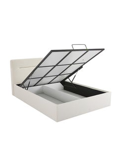 DANUBE HOME سرير هيندريكس كوين من دانوب هوم مع تخزين هيدروليكي، تصميم عصري قوي، إطار سرير مزدوج خشبي، طول 225 سم × عرض 167 سم × ارتفاع 103 سم، أبيض  - Image 4