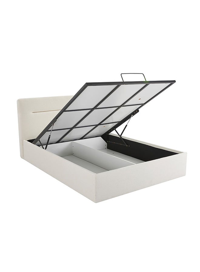 Danube Home Hendrix Queen Bed With Hydraulic Storage Sturdy Modern Design Wooden Double Bed Frame Furniture L 225 x W 167 x H 103 cm White - Image 4