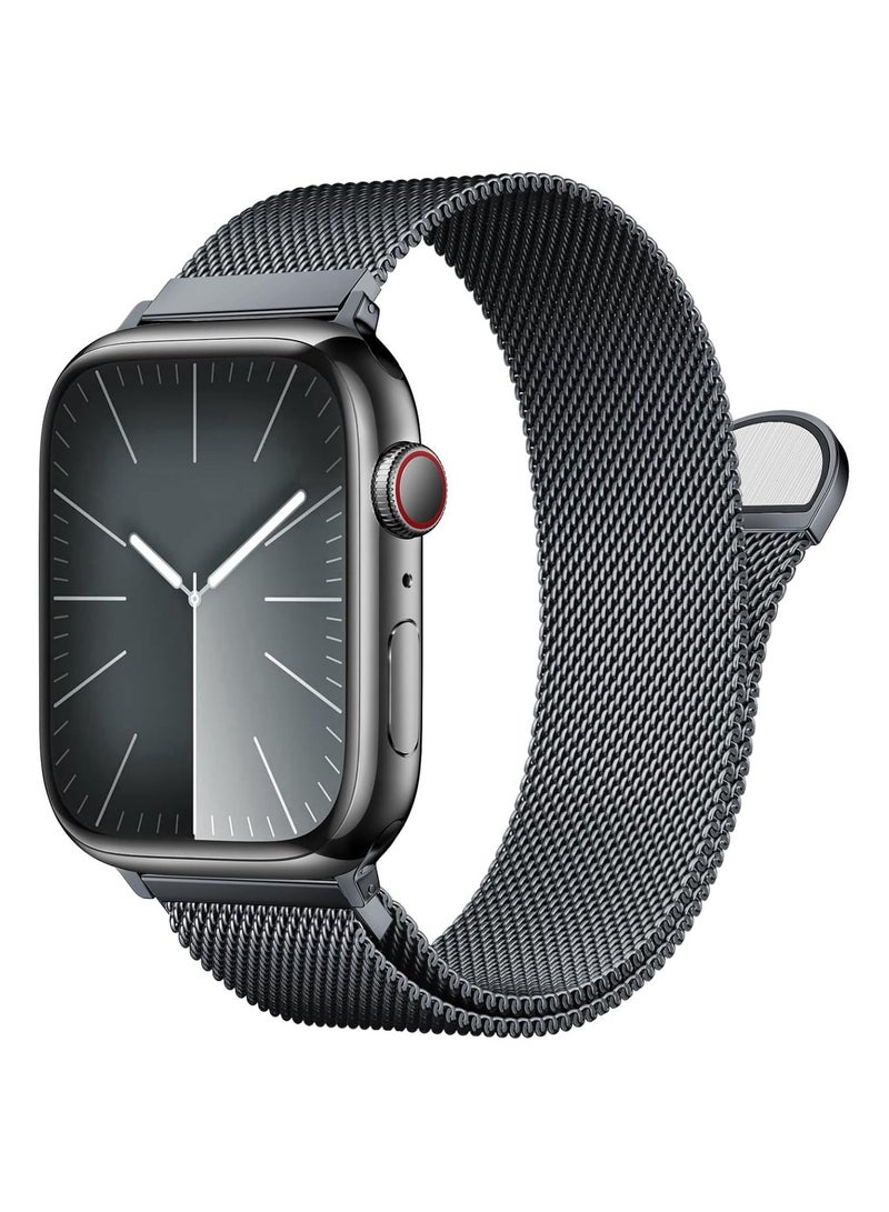 ACLIX Stainless Strap Steel Loop Compatible with Apple Watch Band 38mm 40mm 41mm 42mm 44mm 45mm 46mm 49mm, Magnetic Clasp Band for iWatch Series 10, 9,SE, 8 7 6 5 4 3 2 1,Ultra, Women & Men | Dark Gray - Image 1